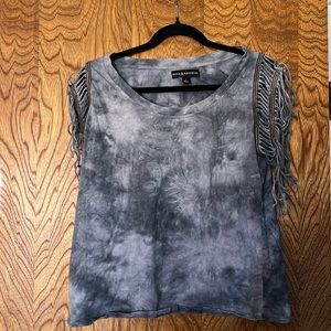 Tie-dye fringe tee